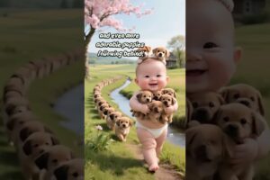 cute baby boy carrying cute puppies #shortsvideo #shortsfeed #entertaininganimals