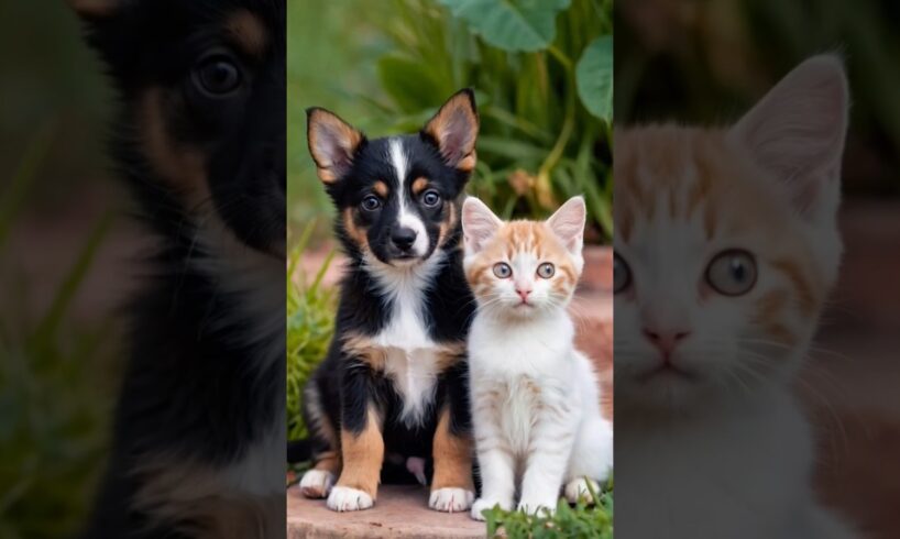 cute puppy and a kitten playing #cat #kitten #dog #puppy #cutedog #trending #pets #animals #shorts