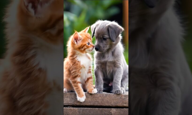 cute puppy and kitten playing adorable video #cat #kitten #dog #puppy #pets #funny #trending #shorts