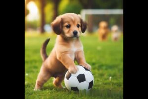 cute puppy playing football in the park #puppy #cute #funny #dog