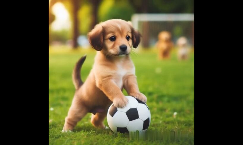 cute puppy playing football in the park #puppy #cute #funny #dog