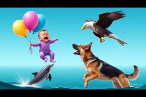 Baby in trouble cute dog and dolphin adventure to save baby. 😱#dog#healing#animalrescue#貓貓日常#猫#video