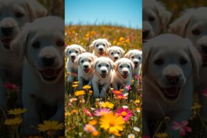 Cute puppies playing in the meadow #puppy #puppies #cuteanimals #dog #cutedog #cat #youtubeshorts
