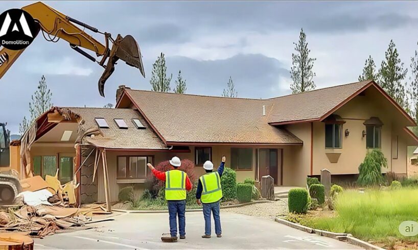 Dangerous Building Demolition Excavator Skill | Building Demolition #5