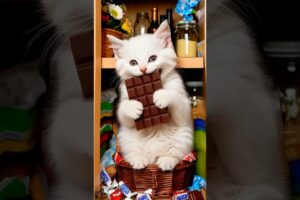 Kitten is addicted to chocolate 🍫 #cat #cute #kitten