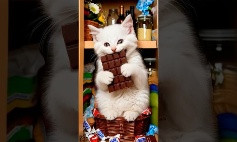 Kitten is addicted to chocolate 🍫 #cat #cute #kitten