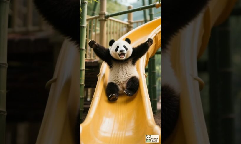 Panda in the Bamboo Playground🏡🐼 #panda #cute #animals #playing  #youtubeshorts