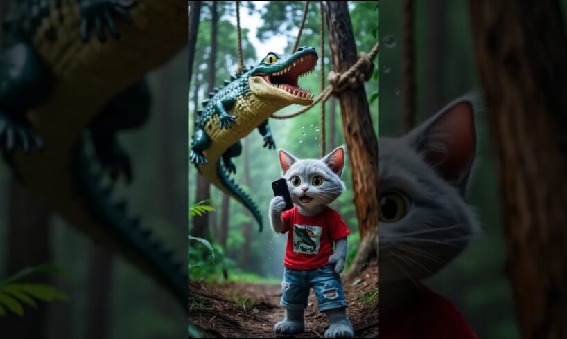 Poor kitten rescues crocodile from hunter #kitten #rescue #crocodile #hunter #animals #baby #rescue