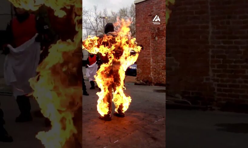 Stuntman Gets Lit on Fire and Walks Through Movie Set | People Are Awesome