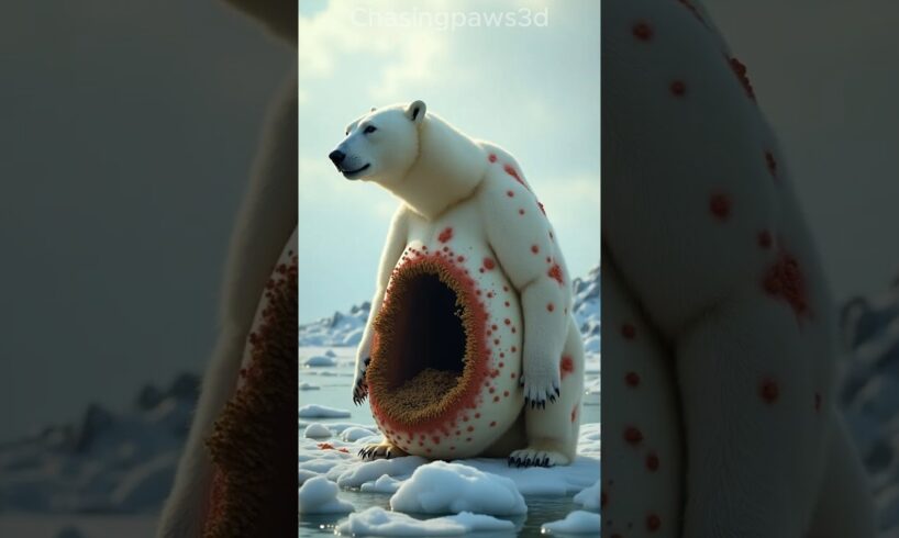 White polar bear rescue by parasites, animal rescue,#animalrescue #cutebabyanimals