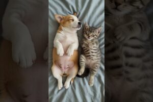 cute kitten and puppy