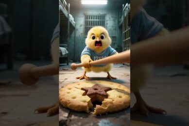Yellow Chicken and dog playing Dalgona Candy Game #animals  #cute#dalgona #funny  #animation