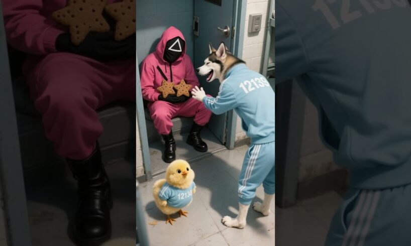 Yellow Chicken and dog playing Dalgona Candy Game #animals  #cute#dalgona