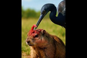 ⚠️A Black Heron Saves a Parasitic Groundhog / Heartwarming Rescue