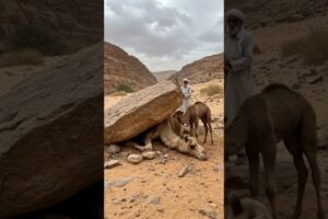 A Camel Calf Saves His Trapped Mother with the Help of a Man! #animals #rescue #humanity