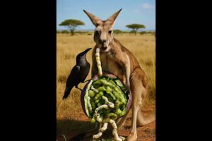 A brave crow rescues an injured kangaroo!