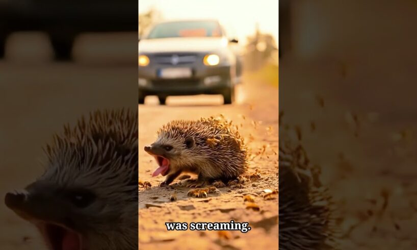 A kind-hearted man helped a porcupine with fawns by the road #animals #rescue #wildlife 🇺🇸 #shorts