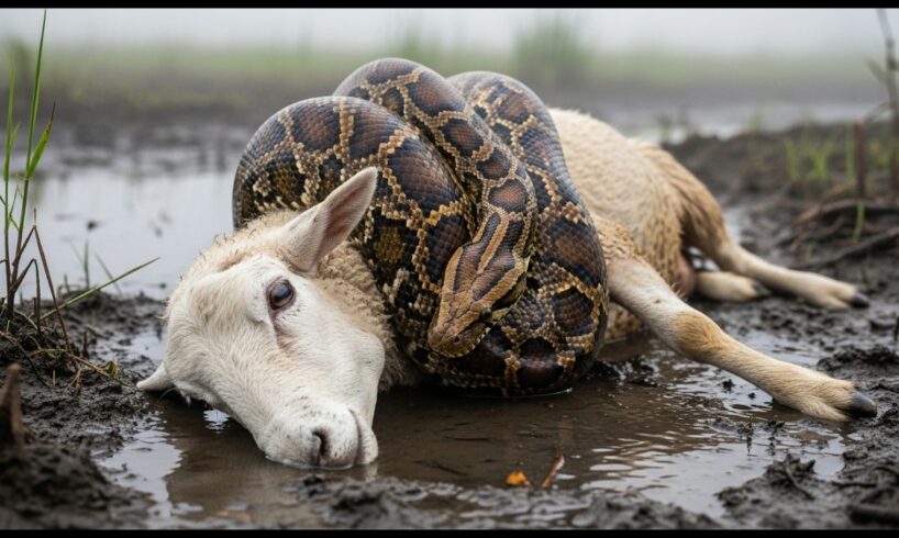 Animal rescue: mother lamp attacked by giant python, baby lamp calls for rescue