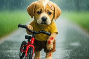 Baby Puppy Fights Through Rain to Rescue Trapped Kitten 🐱🌧️ Becomes a Hero After Storm Rescue 🚴❤️