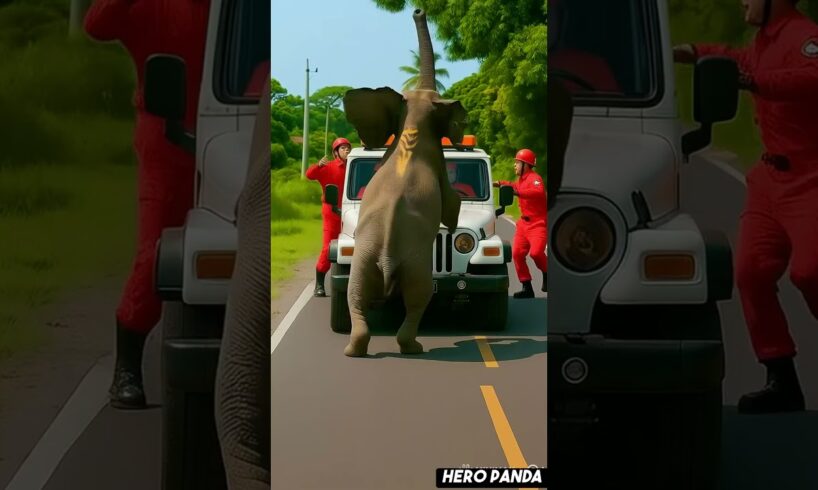 Baby elephant falls into a huge manhole saved by rescue team #humanity #animals #funny #elephant