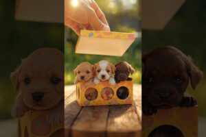 Cutest puppies candy box | Dog babies #shorts #ai