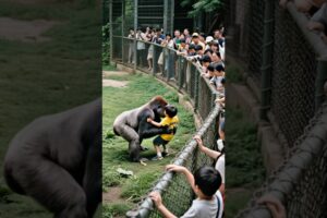 GORILLA'S HEARTWARMING RESCUE OF CHILD IN ZOO! #gorilla #zoo #rescue #animal 🦍