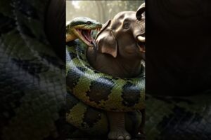 Giant Anaconda Attacks Mother Elephant 😱 | Unbelievable Animal Rescue #shorts