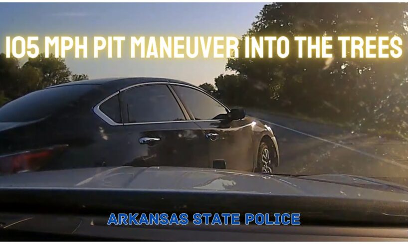 HIGH SPEED PURSUIT ends w/ 105 MPH PIT Maneuver into woods - Arkansas State Police #chase #pit