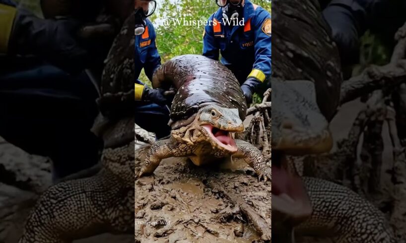 Komodo Dragon Rescued from Giant Slug by Wildlife #animalrescue #animalrescue #wildlife
