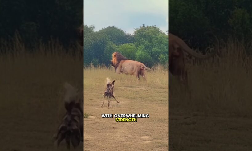 Male Lion Kills African Wild Dog Instantly With Powerful Bite #wildlife #animals #predatorvsprey