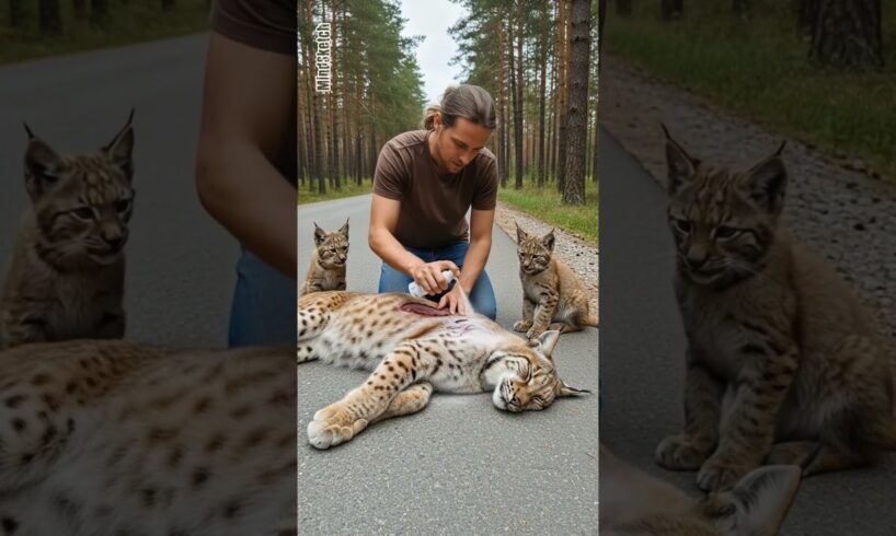 Man Rescues Injured Lynx and Her Cubs on Remote Forest Road | Emotional Wildlife Rescue Story