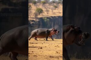 Mother Hippo Defends Her Calf From Vicious Lion Attacks! #wildlife #animals #rescue