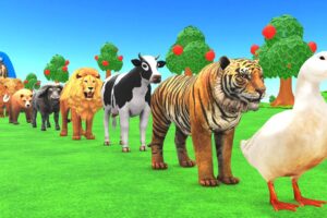 Paint Animals Duck,Tiger,Cow,Lion,Buffalo,Gorilla,Bear,Elephant,Dinosaur Fountain Crossing Animal Ga