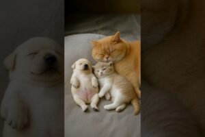 When a Puppy and a Kitten Play Until They Fall Asleep Together