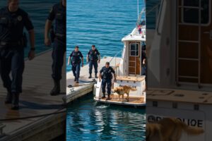 a brave dog save 3 officers #dog #officer #boat #wildliferescue