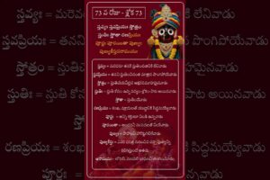 చాతుర్మాస్య వ్రతం - రోజుకో విష్ణు సహస్ర నామ శ్లోకం అర్ధం తో - శ్లోక  73
