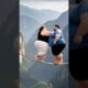 A couple challenges themselves to walk on a tightrope.#extremesports