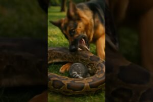A heroic rescue Puppy Risks Everything for Love! #DogMom #SnakeAttack #gorilla #lion