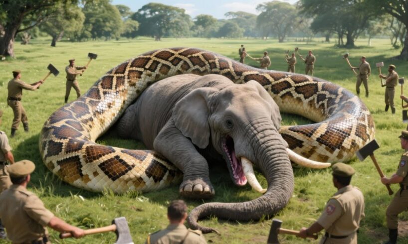 Animal Rescue:  Heroes Confront Giant Snake to Rescue Mother Elephant