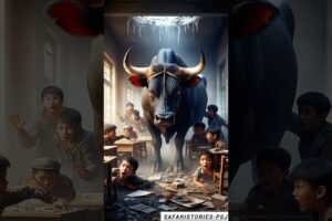Black Bull Vs White Bull Fight At School 😱