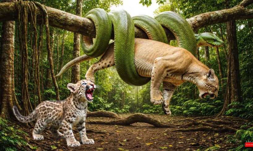 Brave Cougar Cub Saves Mother from Giant Anaconda in the Amazon