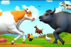 Cow vs. Buffalo: Epic Farm Animals Food Battle! | Mr. Donald’s Heroic Rescue Mission!