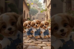 Cute Puppies in Denim Overalls 👖🐶🐶🐶 | Adorable Dog Village Walk