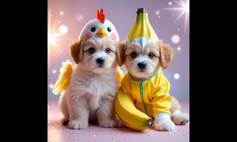 Cute puppies dancing 🐶🐾🍌🐔 #dog #cute #puppy #dancing #doglove
