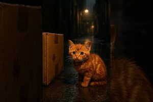 Dog Rescues Abandoned Kitten By The Road!