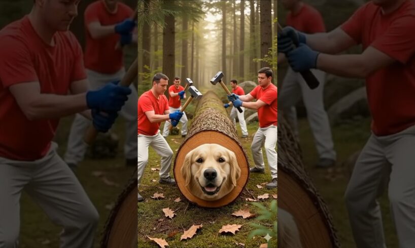 🐶 Dog Stuck in Giant Log – Incredible Rescue | Animal Shorts