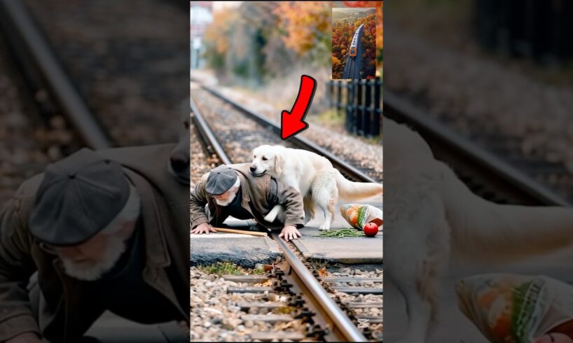 Golden Retriever Saves Elderly Man at Railroad Crossing #dog #animals #rescue