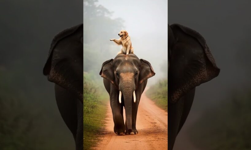 Golden retriever asking the elephant for help？ #rescue #animals #wildlife