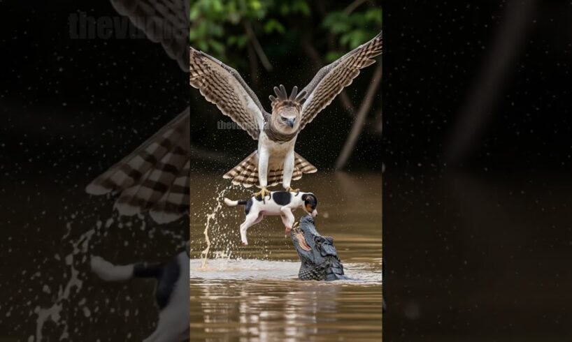 Harpy Eagle Saves Puppy From Caiman's Jaws! #rescue #animals #wildlife