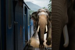Heroic Elephant Halts Train To Prevent An Unexpected Disaster Ahead#animals #viralvideo #shorts